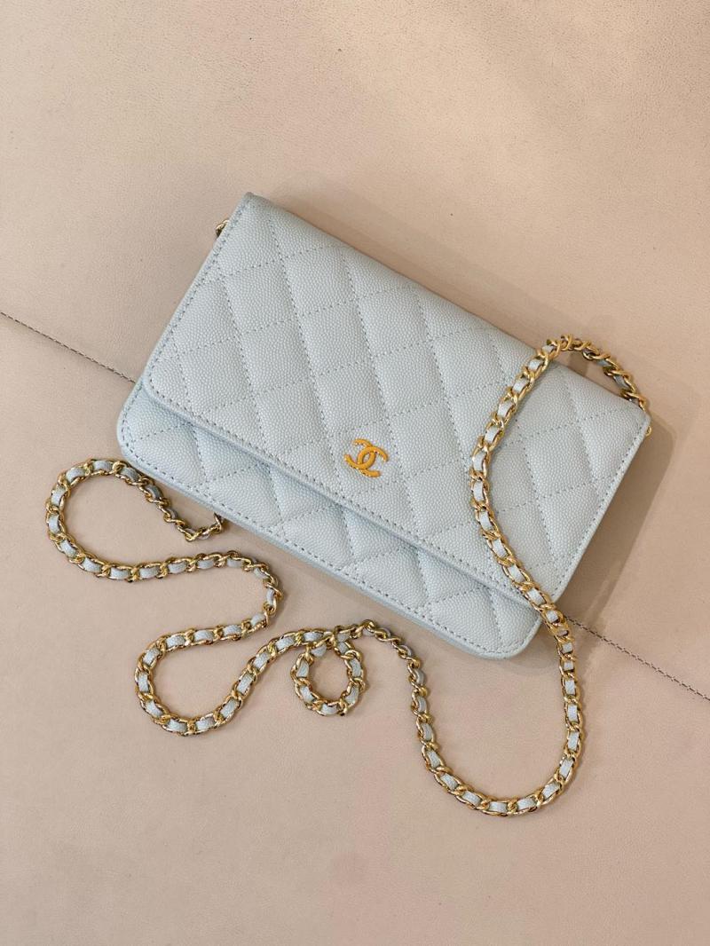 Chanel WOC Chain Wallet AP0250 Light Green with Gold