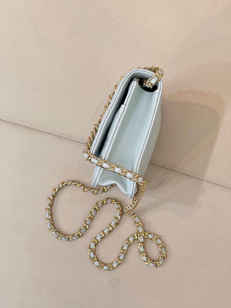 Chanel WOC Chain Wallet AP0250 Light Green with Gold