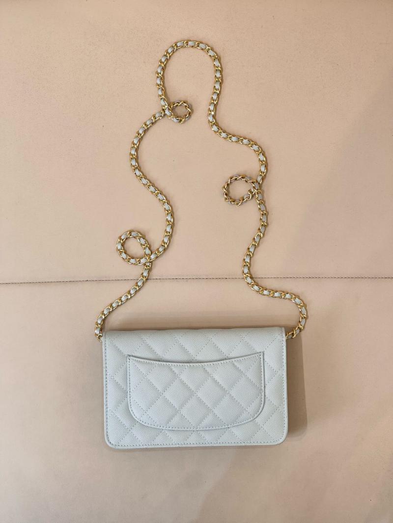 Chanel WOC Chain Wallet AP0250 Light Green with Gold