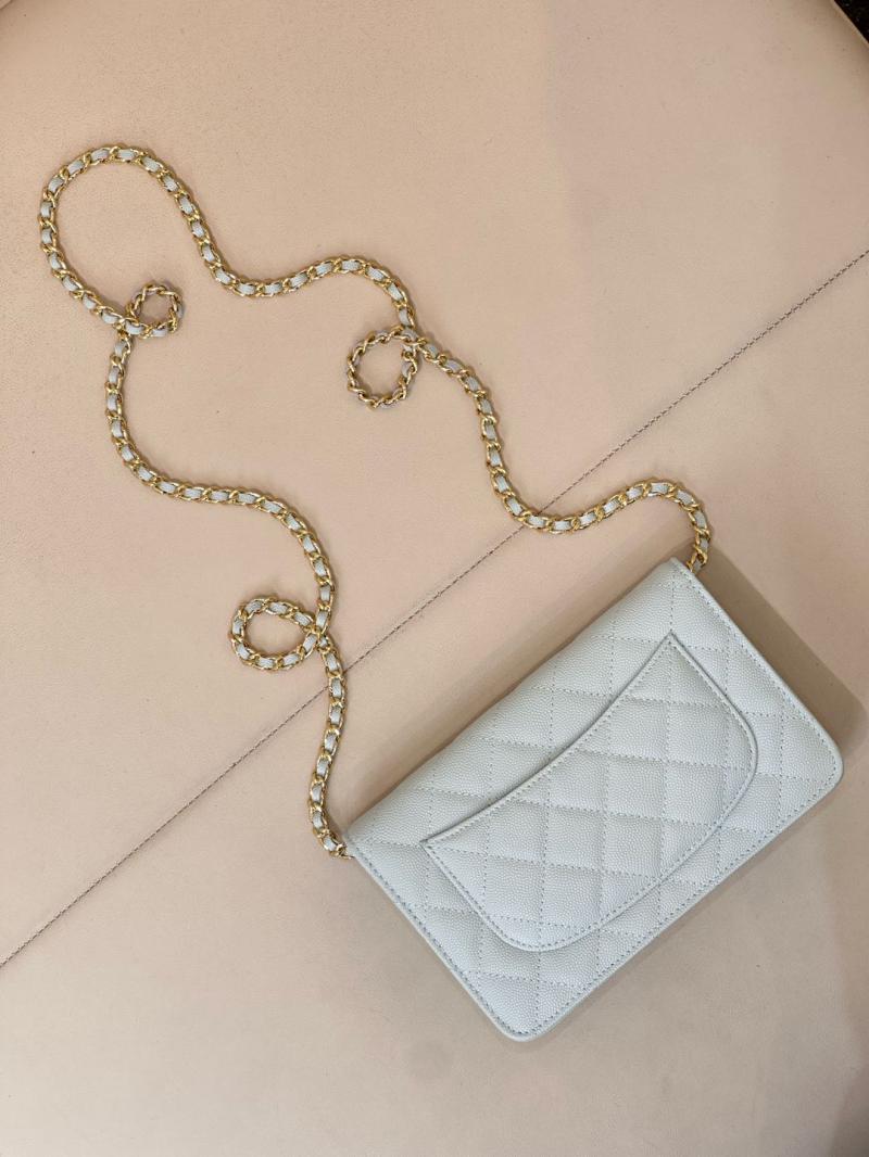 Chanel WOC Chain Wallet AP0250 Light Green with Gold