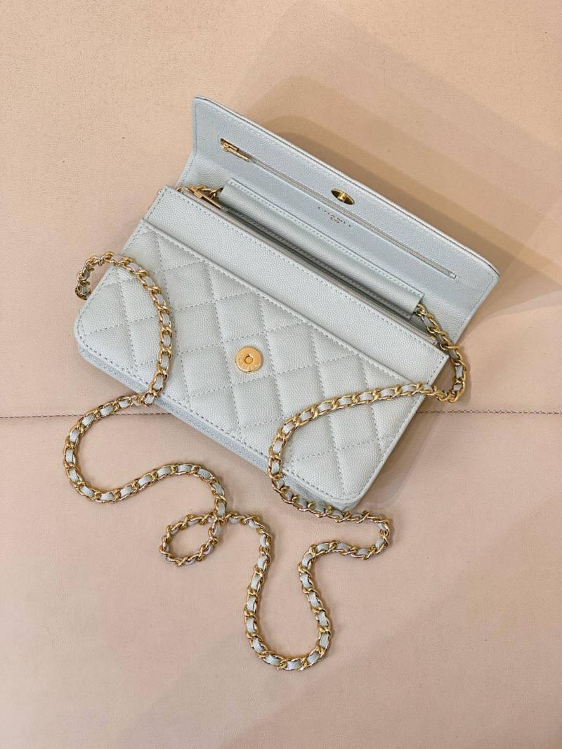 Chanel WOC Chain Wallet AP0250 Light Green with Gold