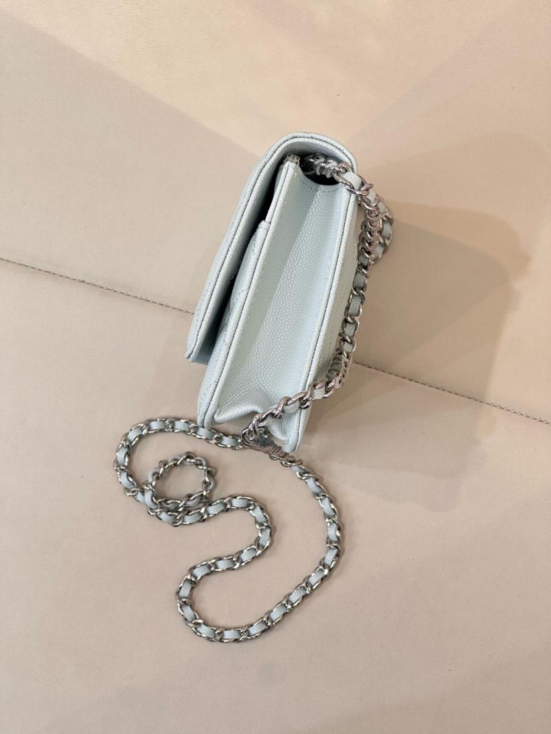 Chanel WOC Chain Wallet AP0250 Light Green with Silver