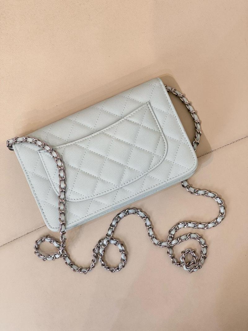 Chanel WOC Chain Wallet AP0250 Light Green with Silver