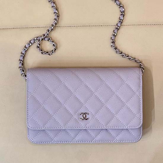 Chanel WOC Chain Wallet AP0250 Purple with Silver