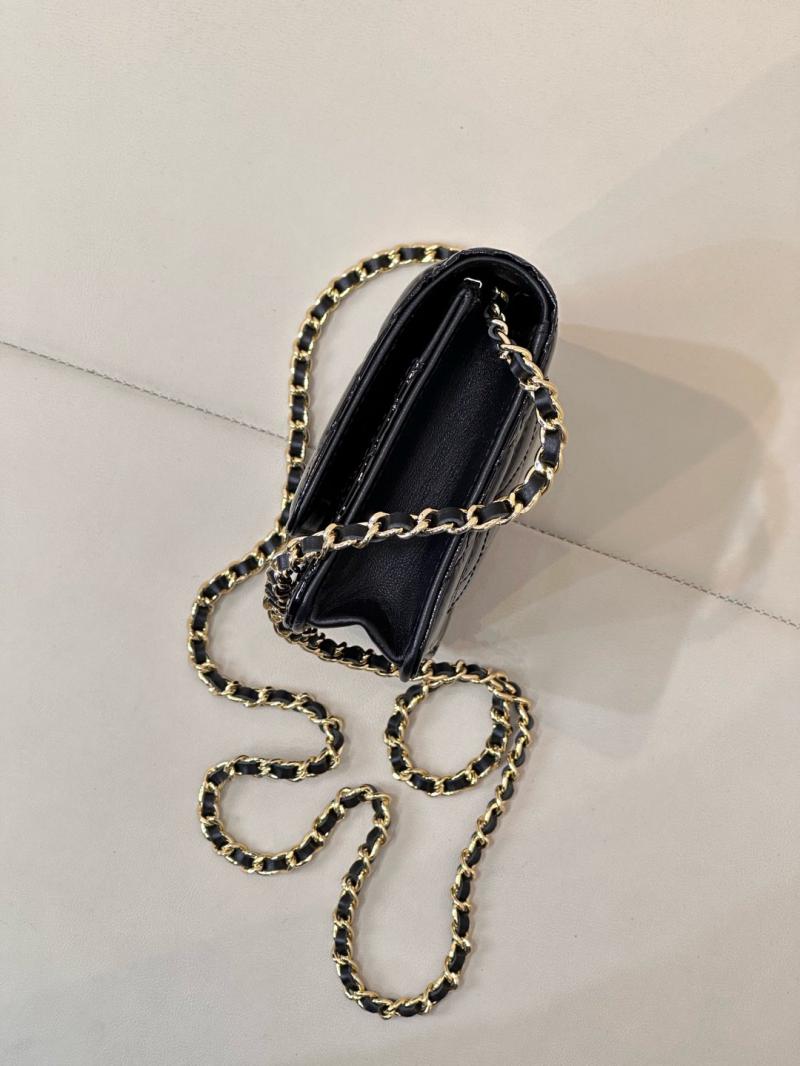 Chanel WOC Patent Chain Wallet AP0250 Black with Gold