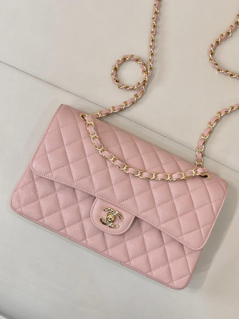 Medium Chanel Caviar Flap Bag A01112 Pink with Gold