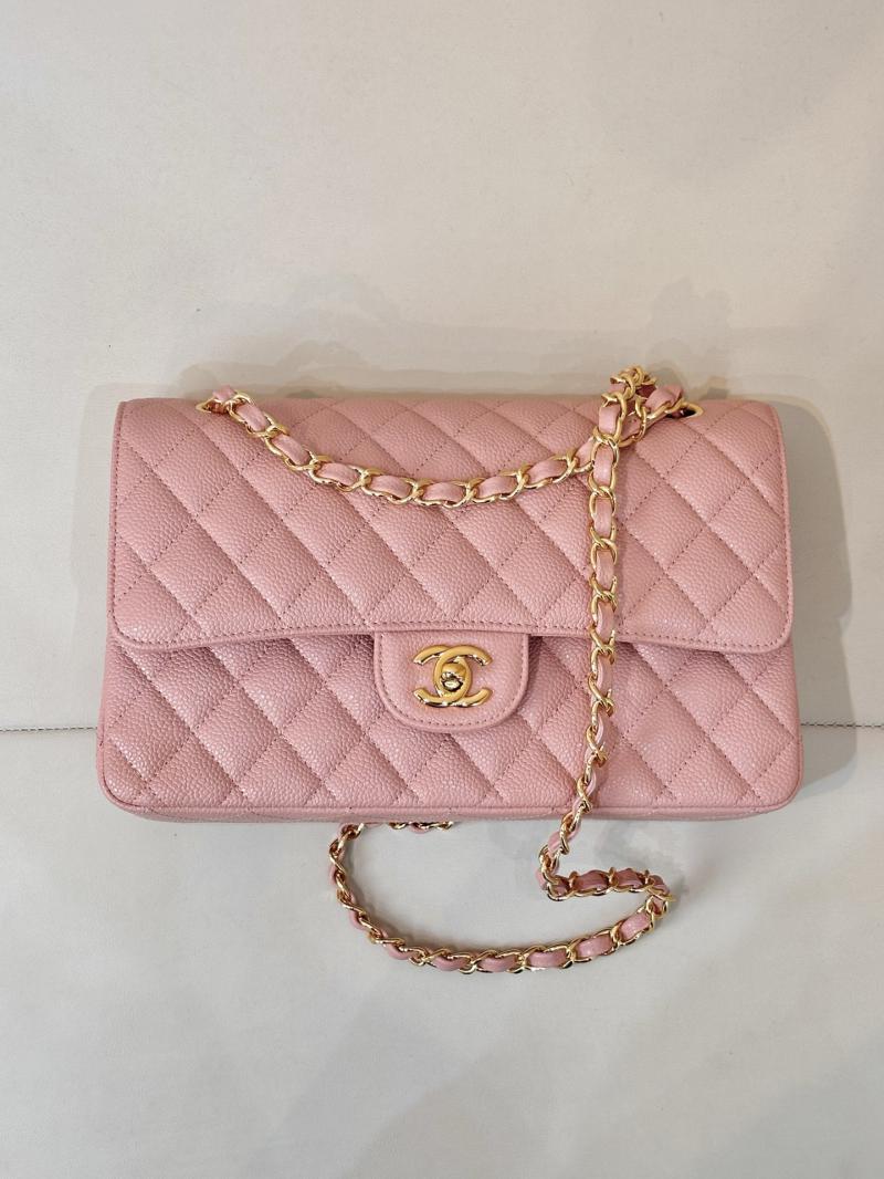 Medium Chanel Caviar Flap Bag A01112 Pink with Gold