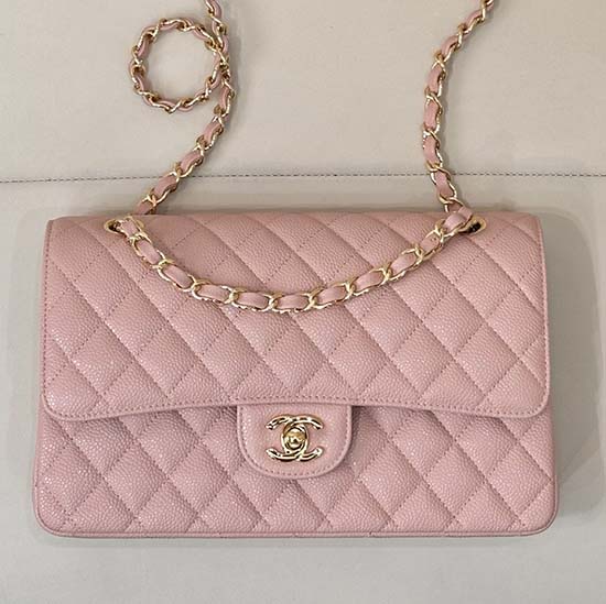 Medium Chanel Caviar Flap Bag A01112 Pink with Gold