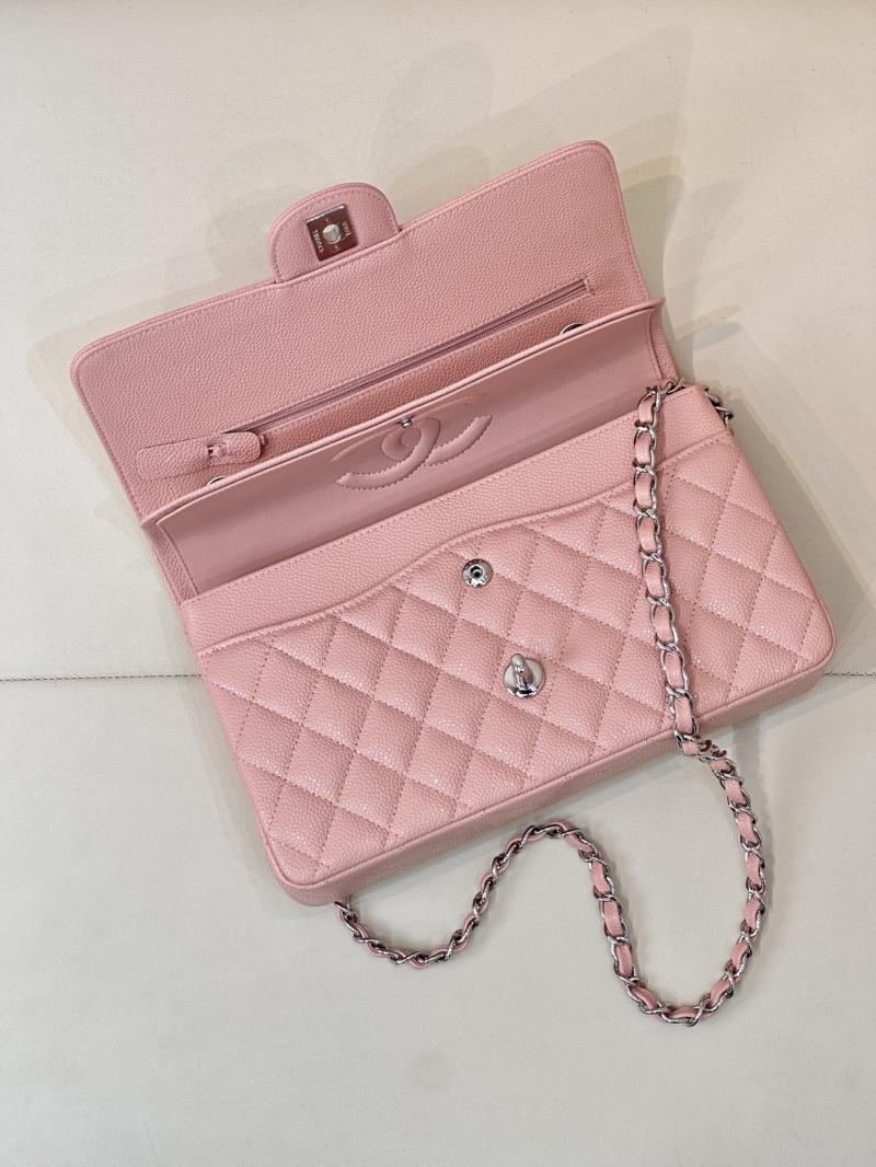 Medium Chanel Caviar Flap Bag A01112 Pink with Silver