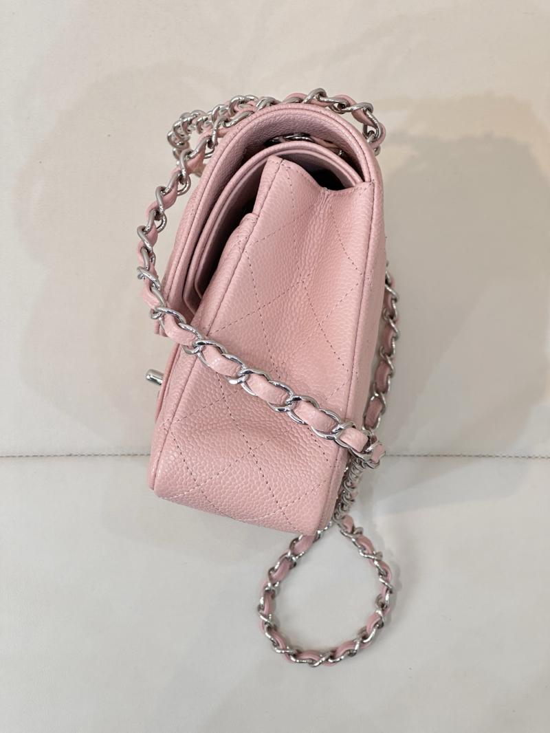 Medium Chanel Caviar Flap Bag A01112 Pink with Silver