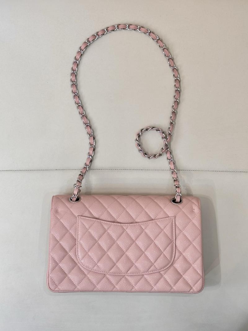 Medium Chanel Caviar Flap Bag A01112 Pink with Silver