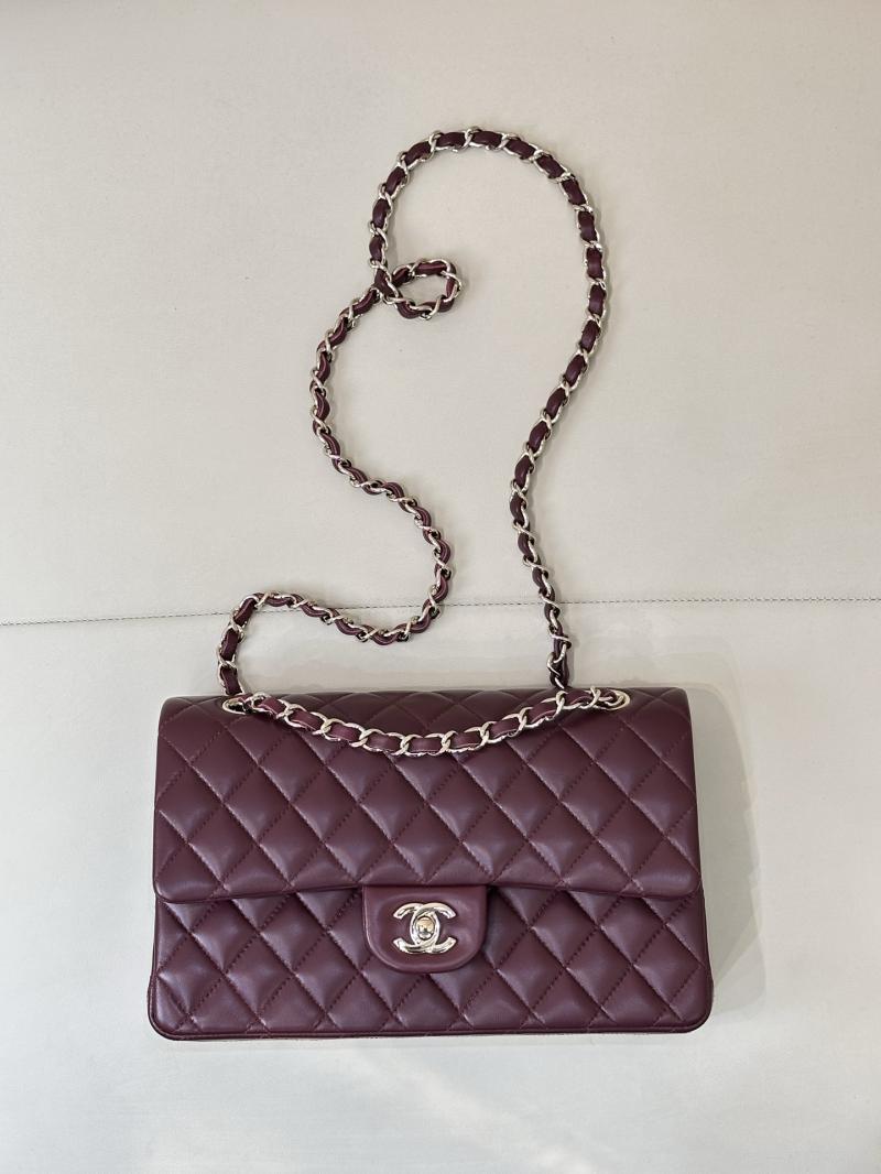 Medium Chanel Lambskin Flap Bag A01112 Burgundy