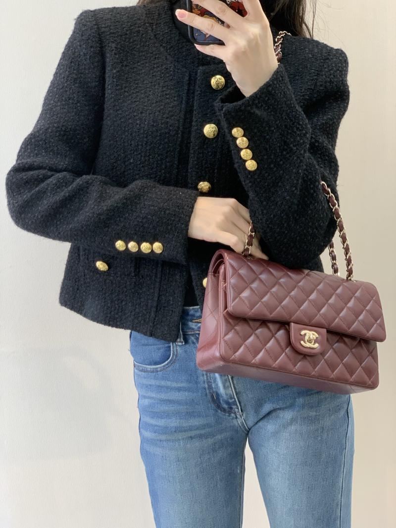 Medium Chanel Lambskin Flap Bag A01112 Burgundy