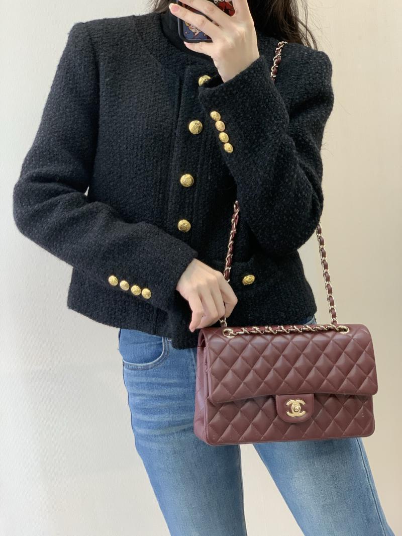 Medium Chanel Lambskin Flap Bag A01112 Burgundy