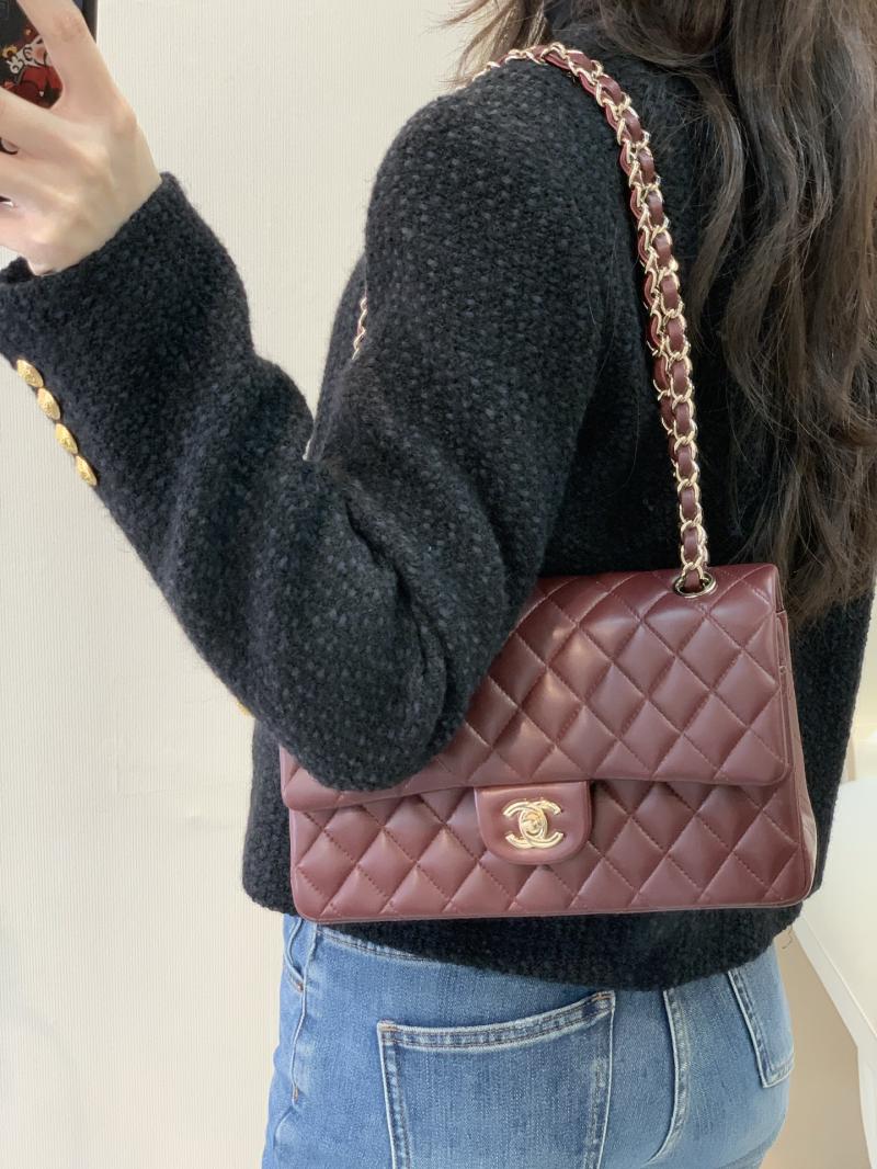 Medium Chanel Lambskin Flap Bag A01112 Burgundy