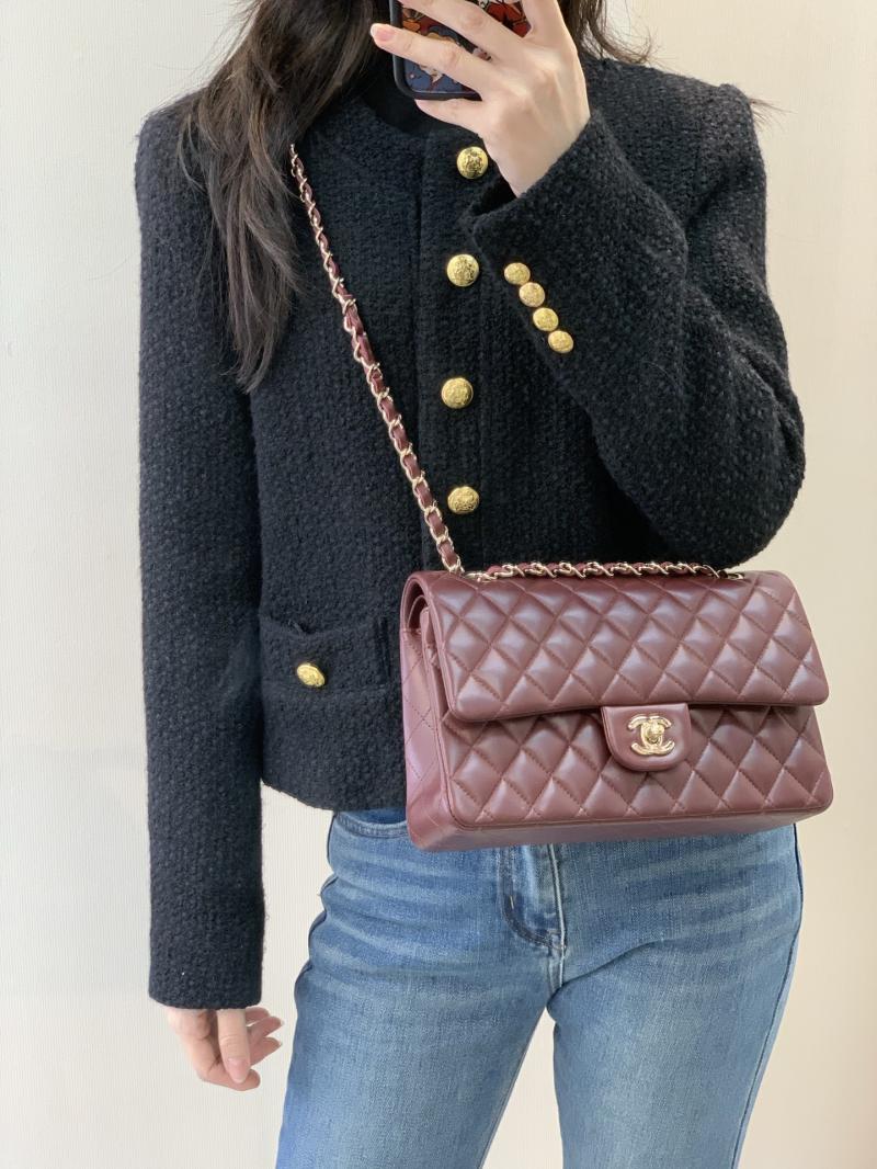 Medium Chanel Lambskin Flap Bag A01112 Burgundy