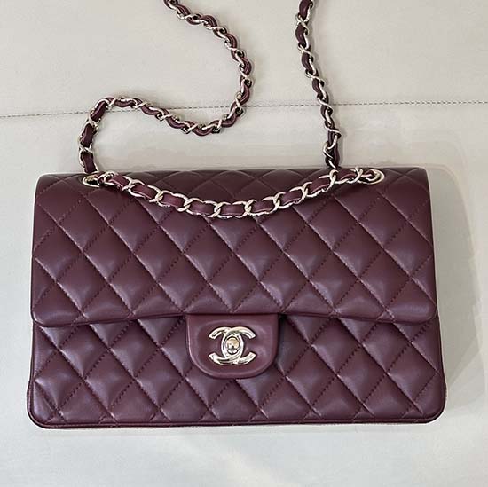 Medium Chanel Lambskin Flap Bag A01112 Burgundy