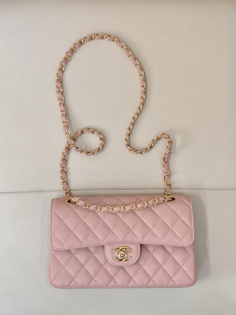 Small Chanel Caviar Flap Bag A01117 Pink with Gold