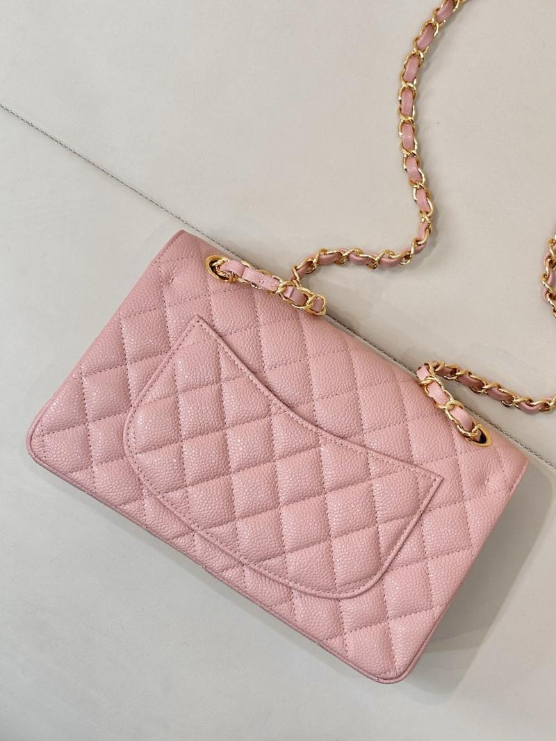 Small Chanel Caviar Flap Bag A01117 Pink with Gold