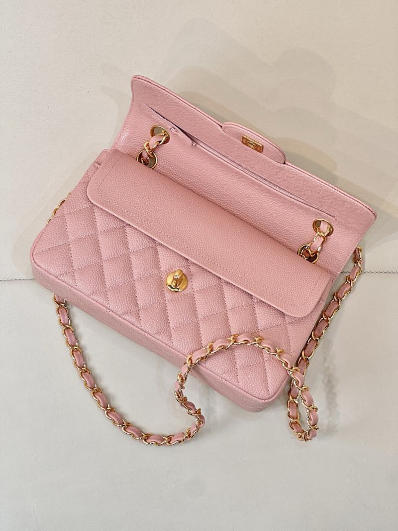 Small Chanel Caviar Flap Bag A01117 Pink with Gold