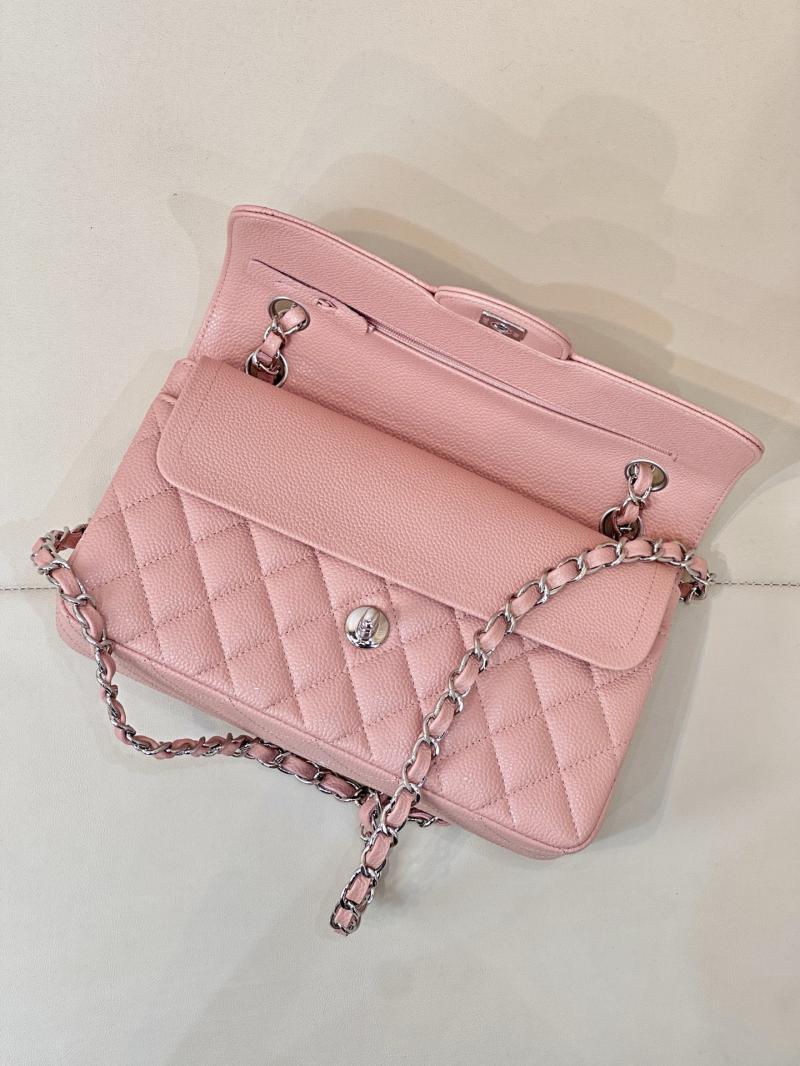 Small Chanel Caviar Flap Bag A01117 Pink with Silver