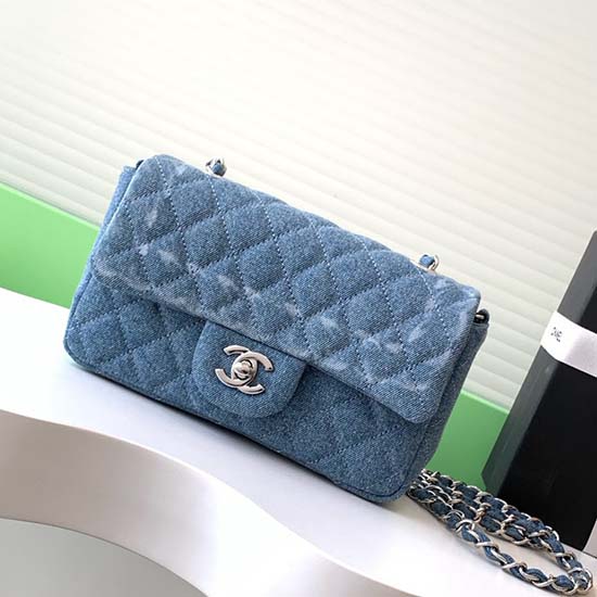 Small Chanel Denim Flap Bag Blue AS1116