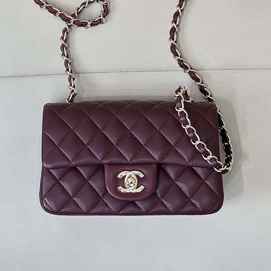 Small Chanel Lambskin Flap Bag A01116 Burgundy