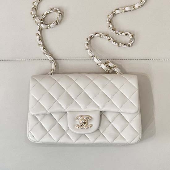 Small Chanel Lambskin Flap Bag A01116 Cream