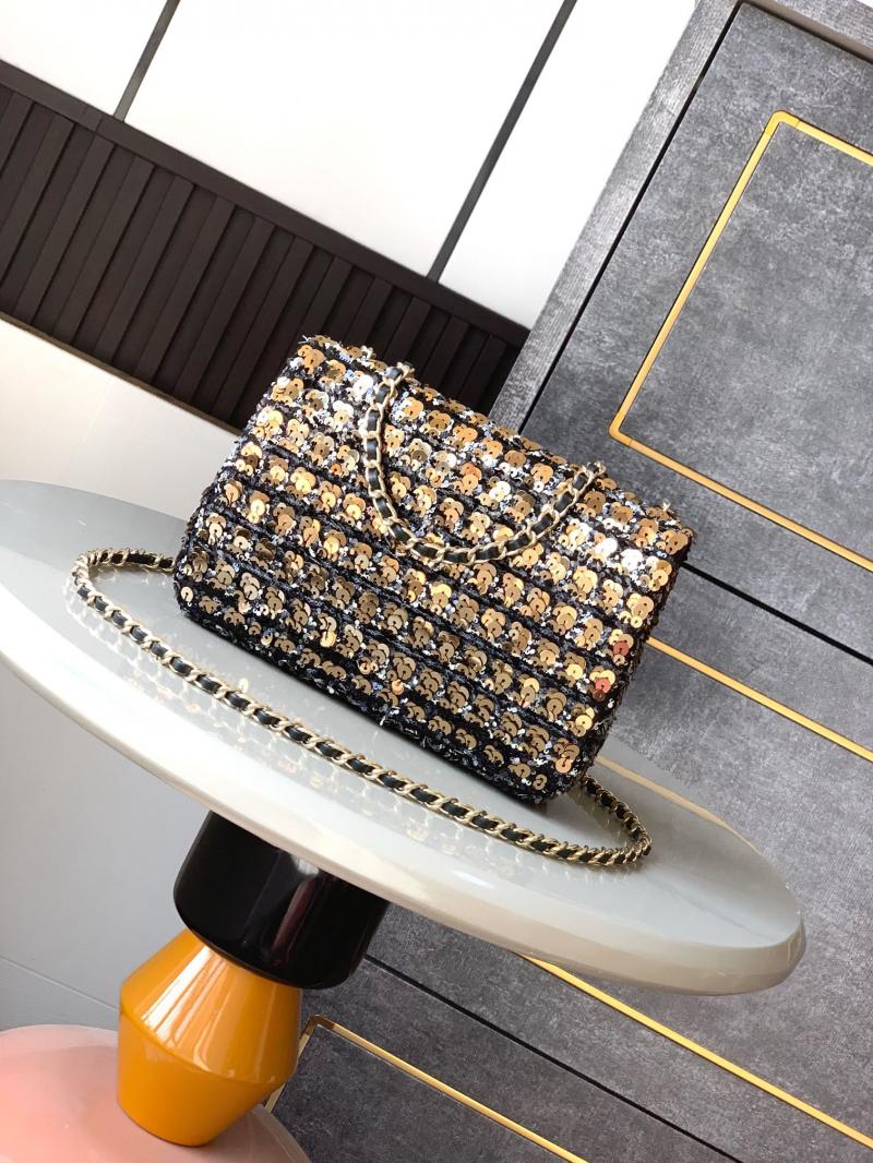 Chanel Sequins Small Flap Shoulder Bag Gold SS2520