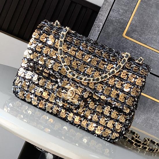 Chanel Sequins Small Flap Shoulder Bag Gold SS2520