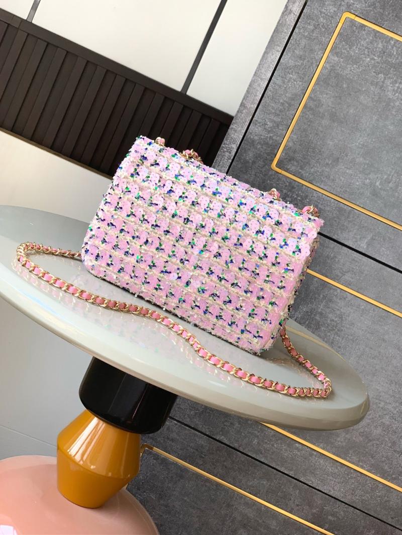 Chanel Sequins Small Flap Shoulder Bag Pink SS2520