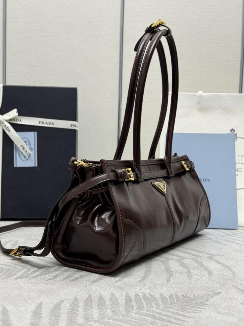 Prada Bonnie medium leather handbag Dark Brown 1BA426