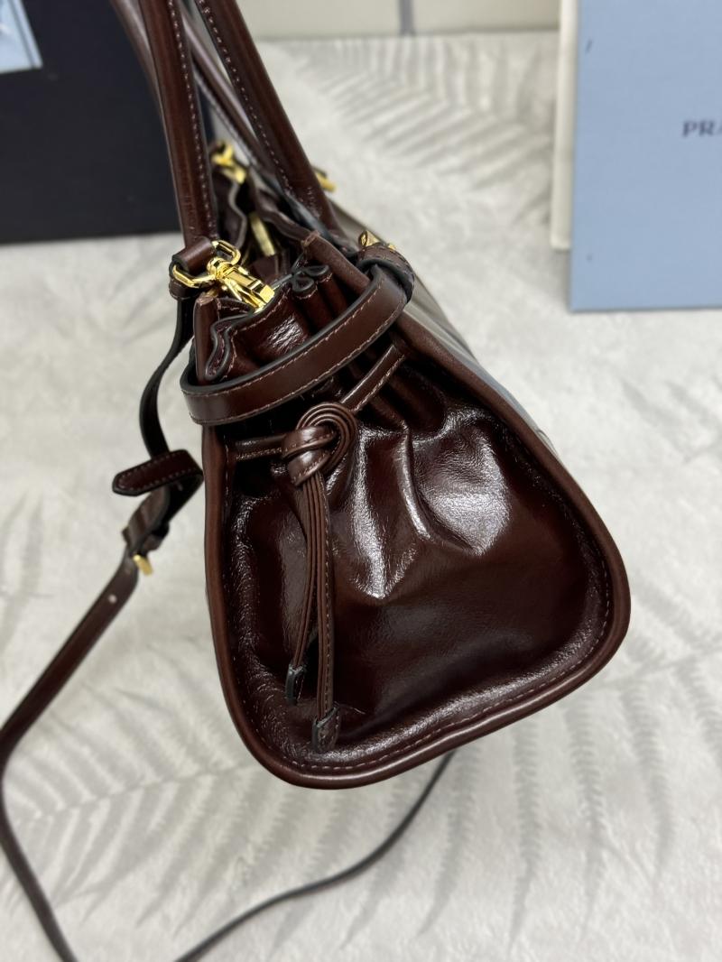 Prada Bonnie medium leather handbag Dark Brown 1BA426