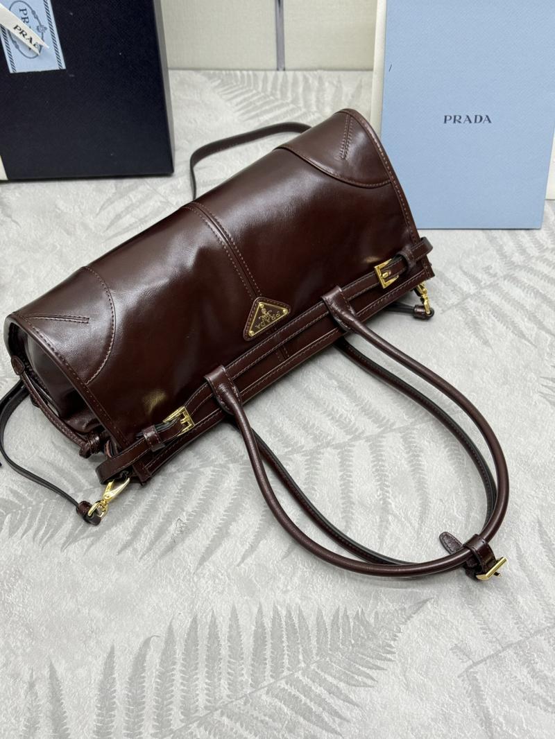 Prada Bonnie medium leather handbag Dark Brown 1BA426