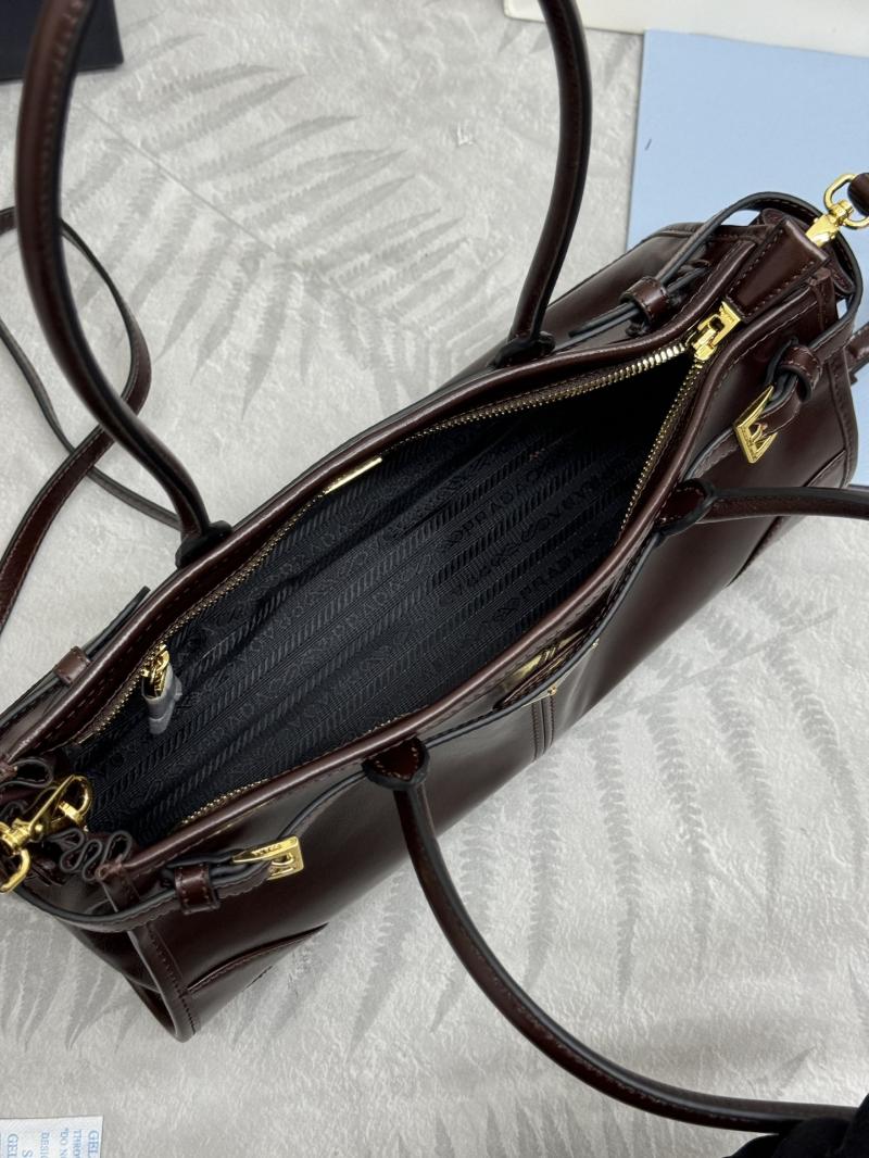 Prada Bonnie medium leather handbag Dark Brown 1BA426