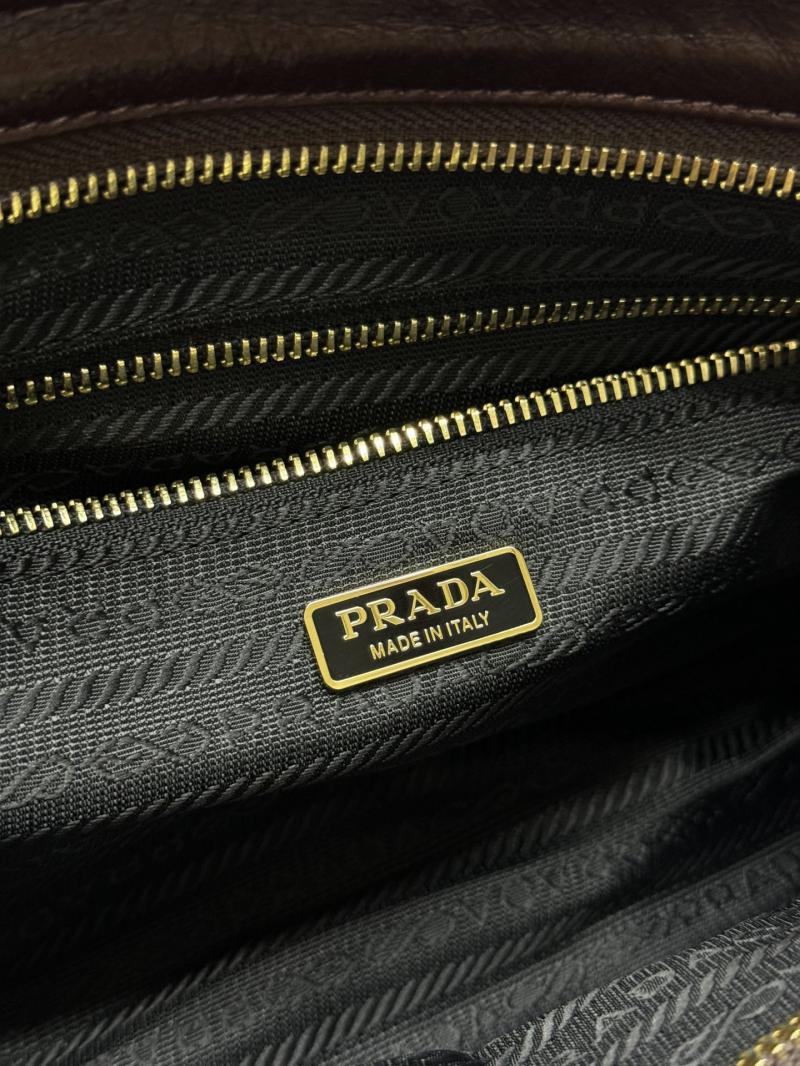 Prada Bonnie medium leather handbag Dark Brown 1BA426