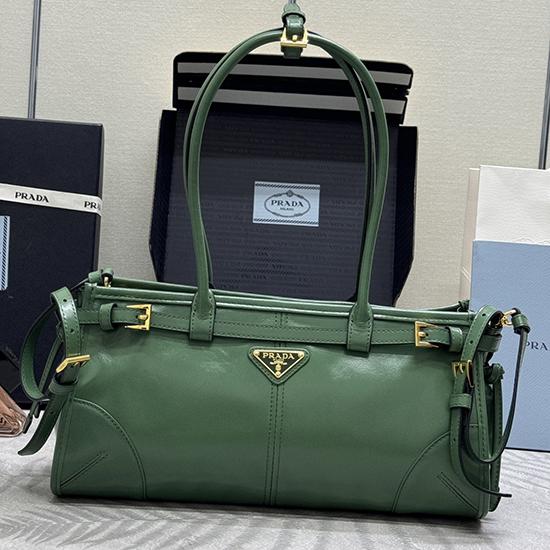 Prada Bonnie medium leather handbag Green 1BA426