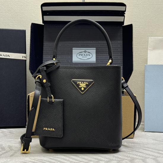 Prada Panier Saffiano leather mini-bag Black 1BA217