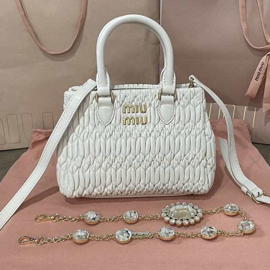 Miu Miu Nappa Leather Handbag White 5BA251