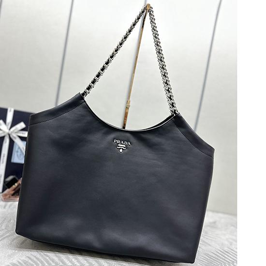 Prada Leather Shoulder Bag Black 1BA638 Prada Leather Shoulder Bag Black 1BA638