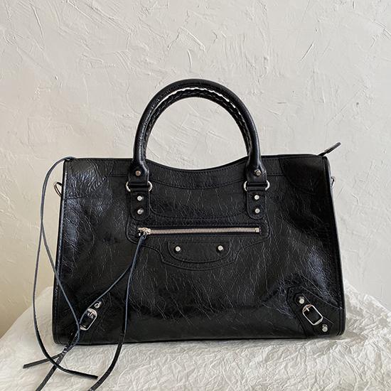 Balenciaga Le City Medium Bag Black with Silver 797786 Balenciaga Le City Medium Bag Black with Silver 797786