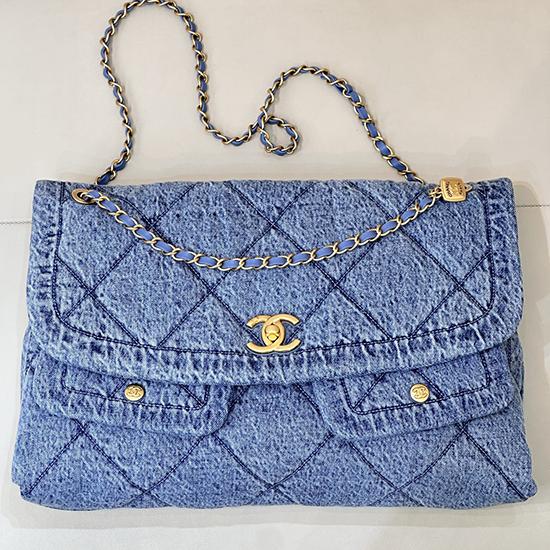 Chanel Denim Maxi Flap Bag Blue AS5727 Chanel Denim Maxi Flap Bag Blue AS5727