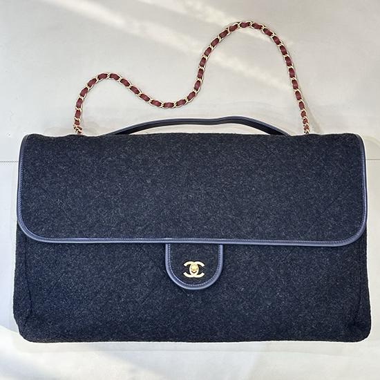 Chanel Maxi Wool Flap Bag Black AS5852 Chanel Maxi Wool Flap Bag Black AS5852