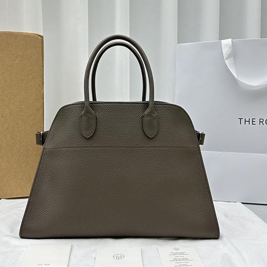 The Row Grain Leather Margaux 15 Bag Dark Grey T1831 The Row Grain Leather Margaux 15 Bag Dark Grey T1831